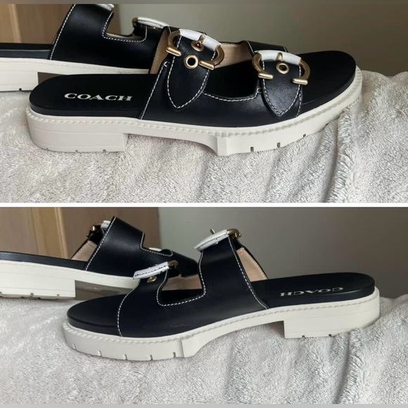 Coach (NWOT) piper leather blue size 8.5 B sandals shoes clothes - Picture 16 of 17